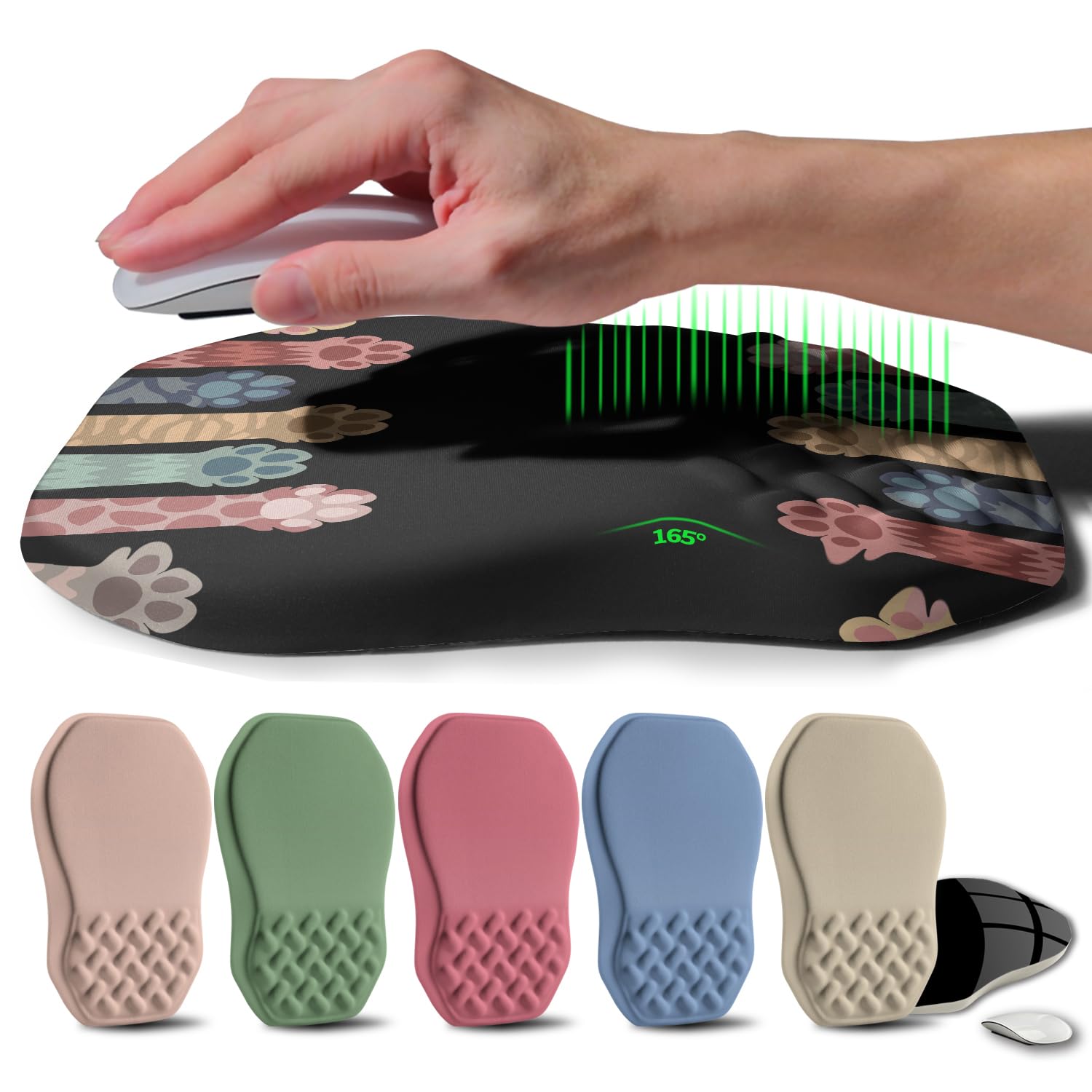 Gleamtide Ergonomic Raised Mouse Pad Wrist Support with Bilateral Slope Memory Foam Mousepad for
