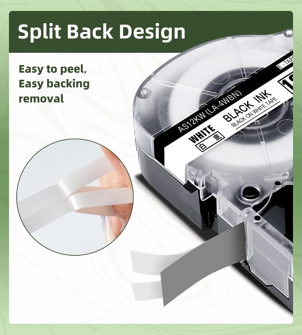 Aonomi Compatible for Epson Label Maker Tape LK-4WBN LC-4WBN 212BWPX