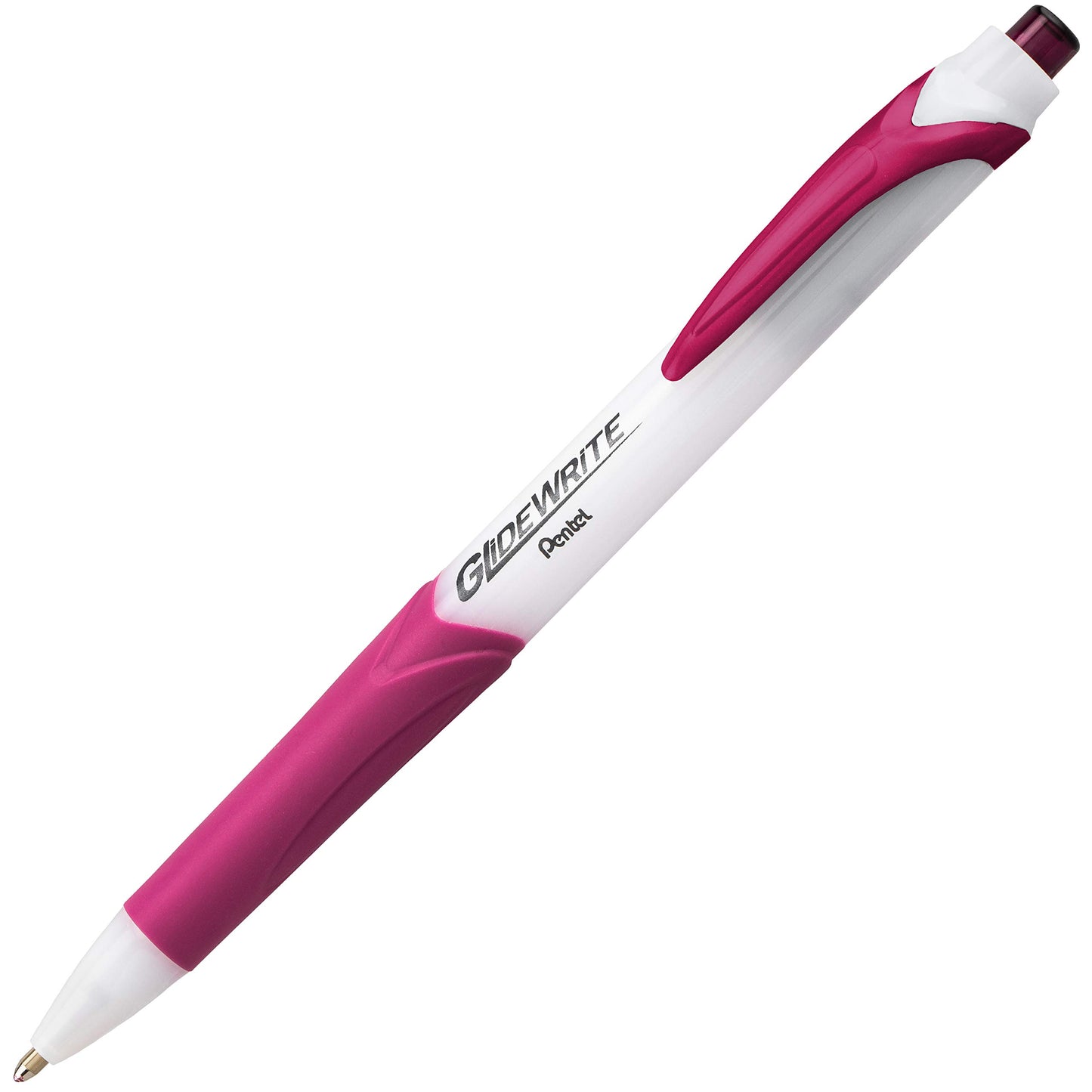 Pentel GlideWrite Ballpoint Pen with TechniFlo Ink, (1.0mm) Medium Line, Burgundy Ink, Box of 12