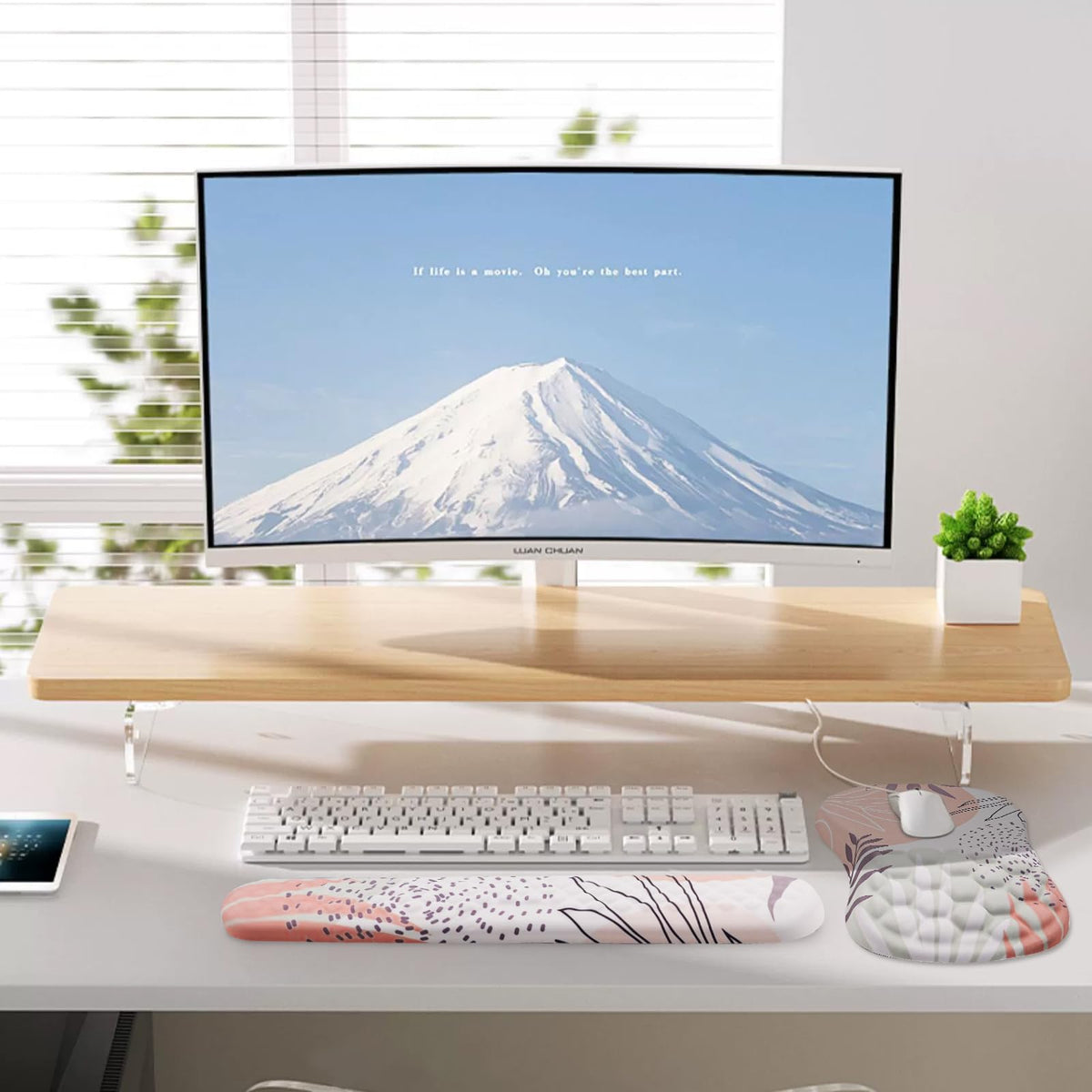 Laokiiy Ergonomic Mouse Pad & Keyboard Wrist Rest Set, Memory Foam