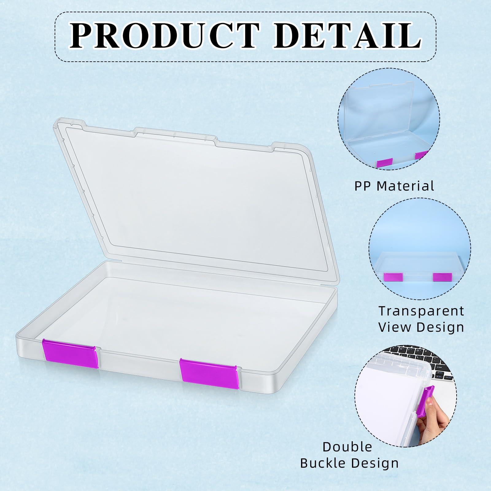 PerKoop 6 Pcs Clear Paper Storage Box,12.4 x 9.84 x 1.18 Inches,Colorful