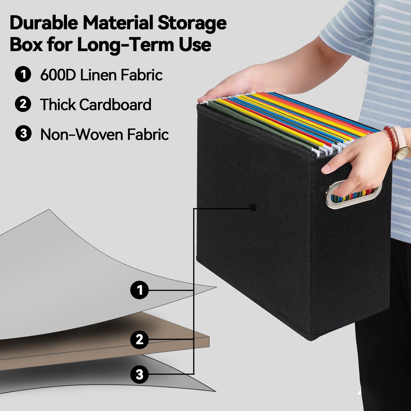 ComfortKeeper 4 Pack Letter Size File Storage Box Collapsible, Fabric Hanging File Folders