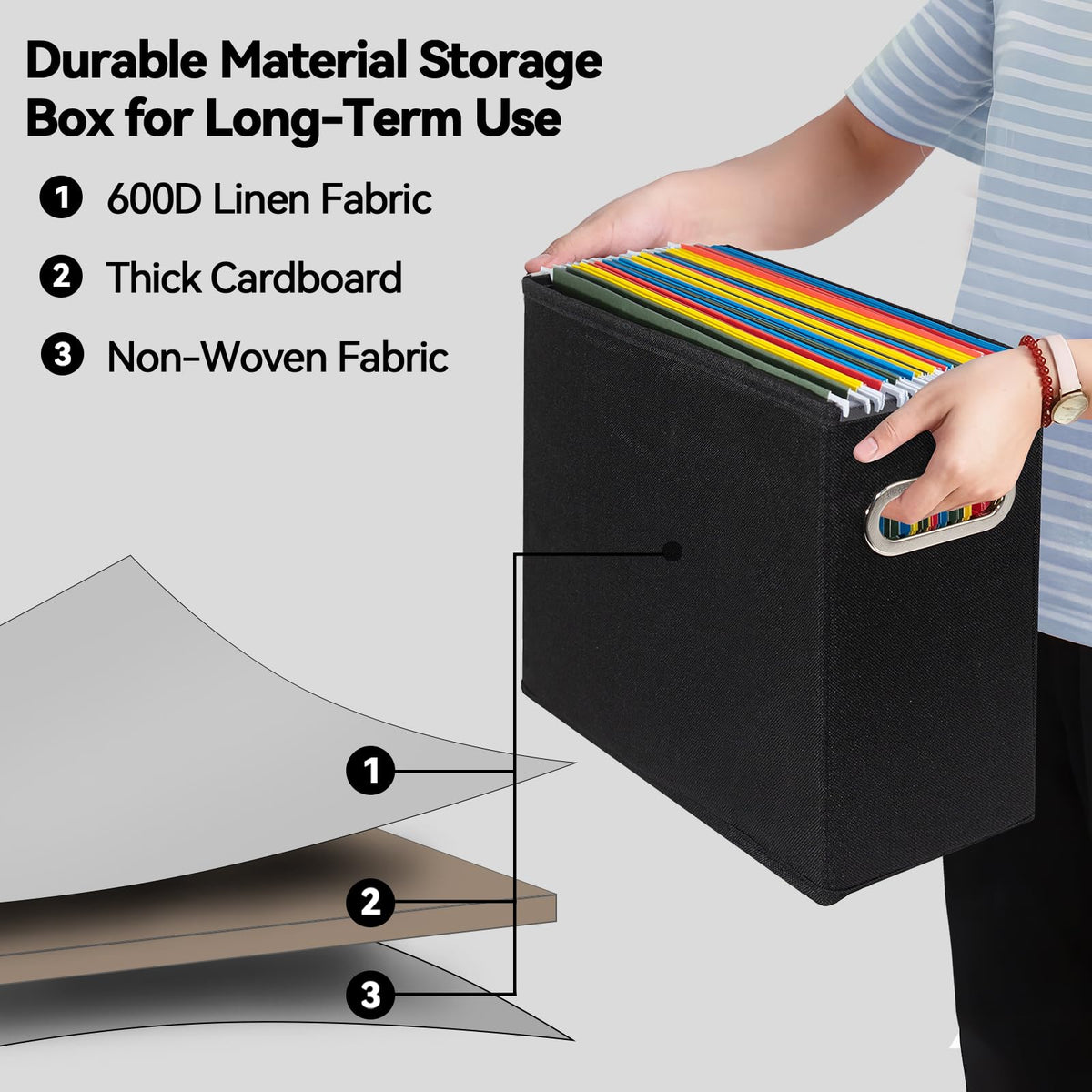 ComfortKeeper 4 Pack Letter Size File Storage Box Collapsible, Fabric Hanging File Folders