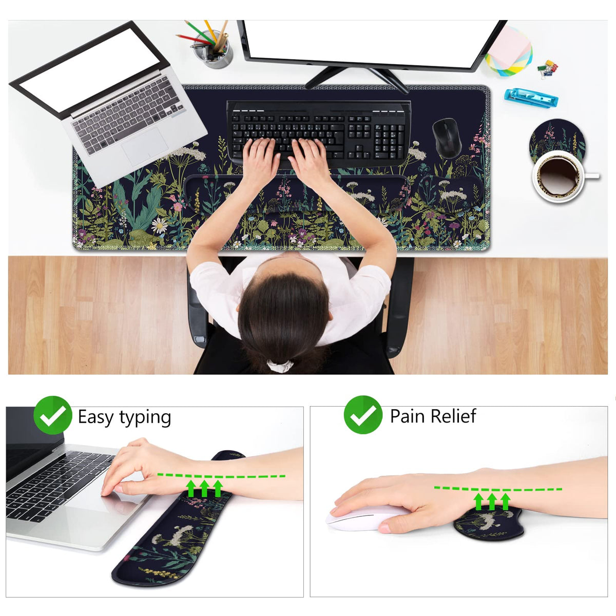 AIMSA Large Gaming Mouse Pad Set, Keyboard Wrist Rest Support + Extended Mouse Pad + Mouse Wrist