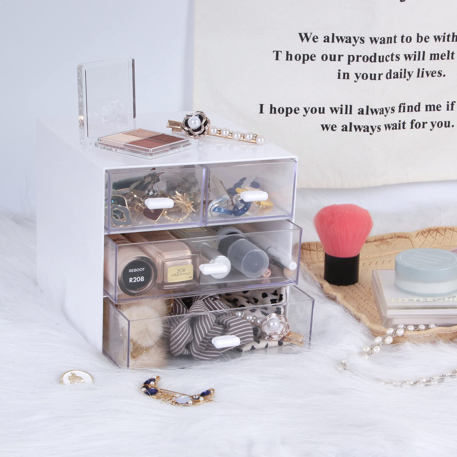 Zyners Desk Organizer with Drawer, Office Organizer with 4 Drawers, Desk Storage Box for, Desktop