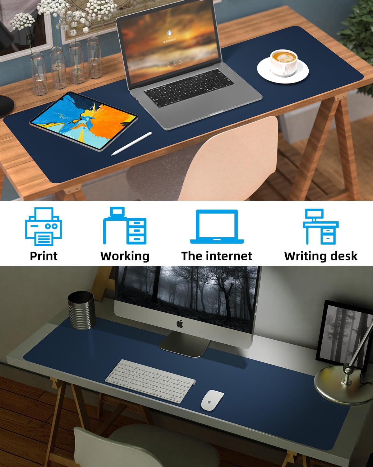 Non-Slip Desk mat,PULeather Desk Pad Protector, Office Desk Mat, Large Mouse Pad,Desk Blotter
