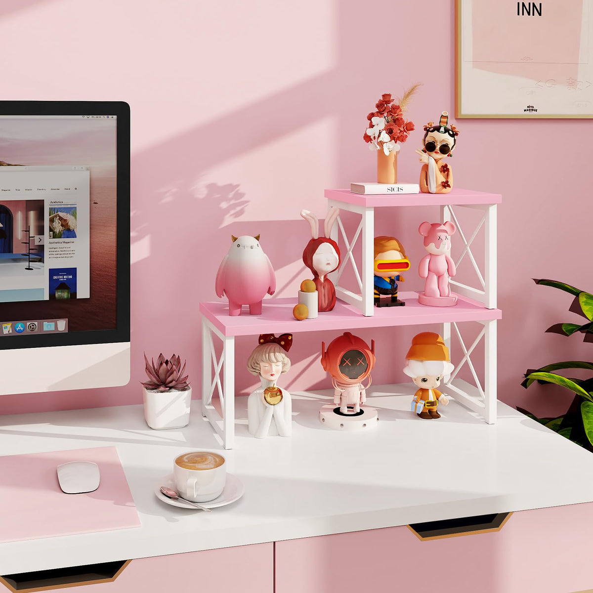 ELITEROO Desktop Shelf, 2 Tier Independent Stackable Desk Stand