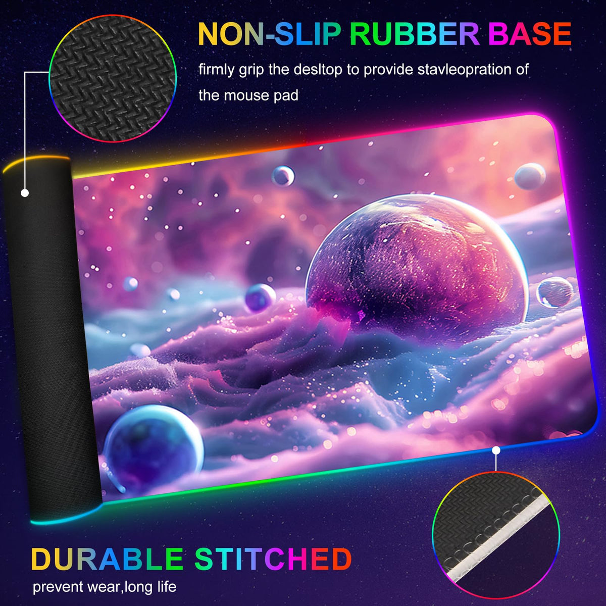 ARTSO Large RGB Gaming Mouse Pad, Led Big Mouse mat with 14 Light Modes, Extended Soft Computer