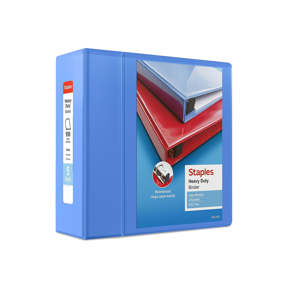 Staples Heavy-Duty 5-Inch 3-Ring View Binders, Periwinkle, 2-Pack