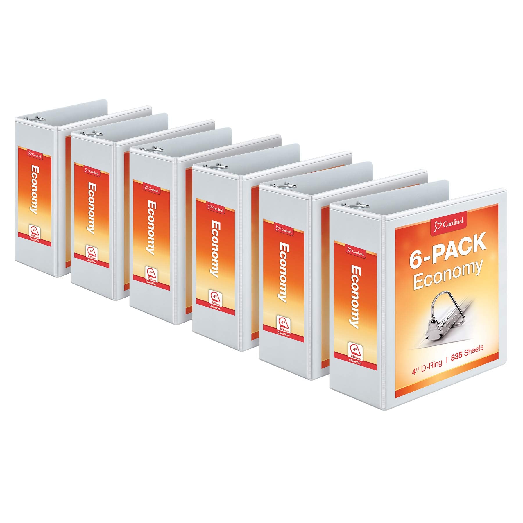 Cardinal Economy 3-Ring Binders, 4", Slant-D Rings, Holds 835 Sheets, ClearVue Presentation View