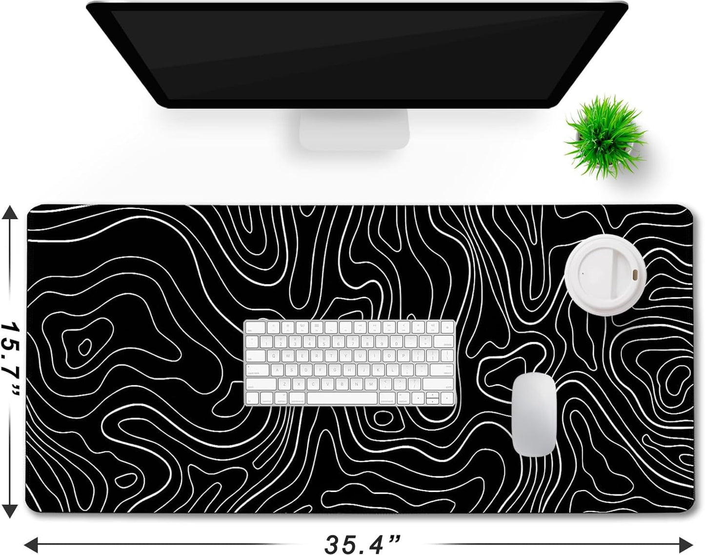 Large Mouse Pad Big Desk Mat Large Office Desk Pad, White Line