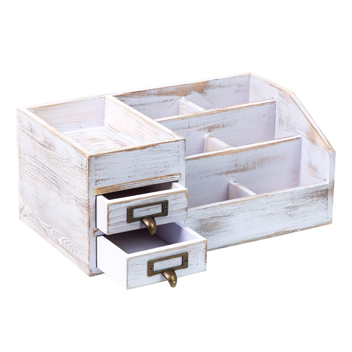 Distressed Rustic Wooden Office Desktop Organizer Shelf Tabletop Home Organizer Storage with