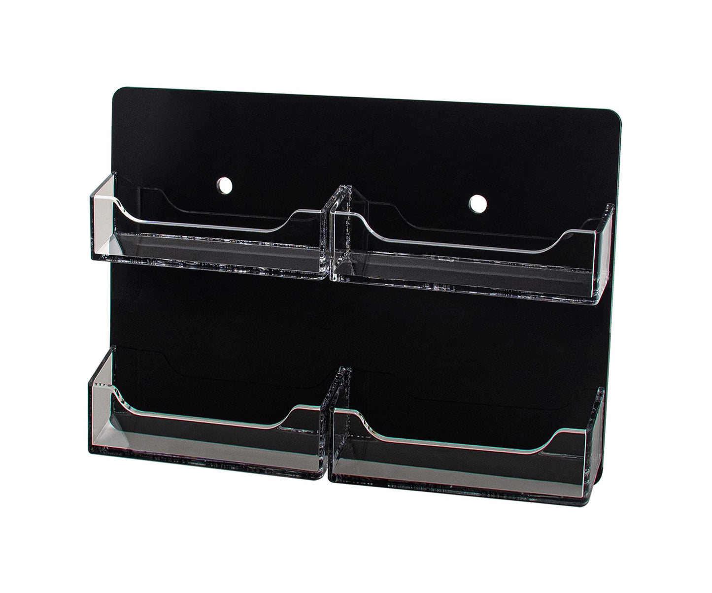 Marketing Holders Hanging Business Card Holder Clear on Black Acrylic 4 Pockets for 3.5" x 2" Cards