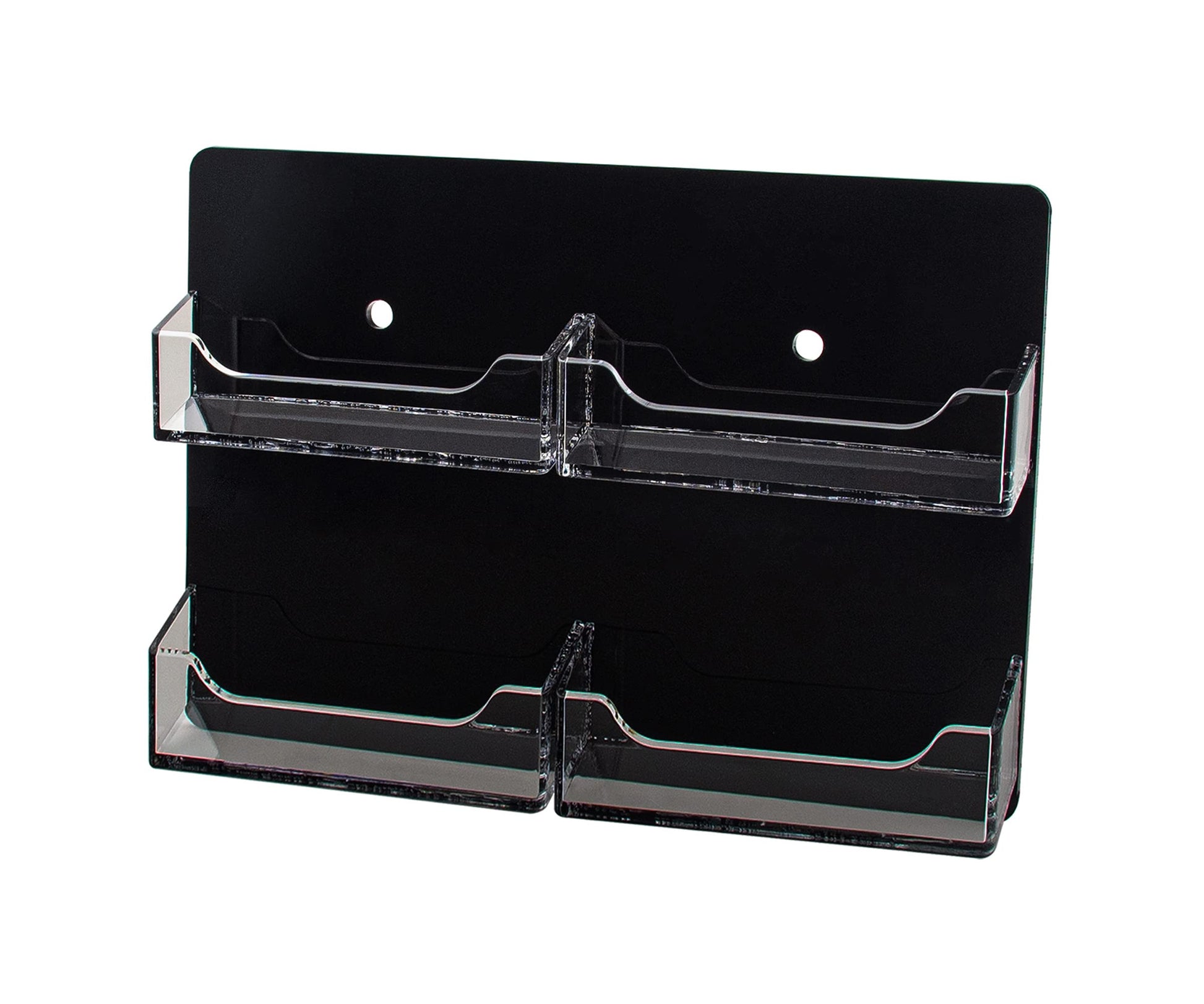 Marketing Holders Hanging Business Card Holder Clear on Black Acrylic 4 Pockets for 3.5" x 2" Cards