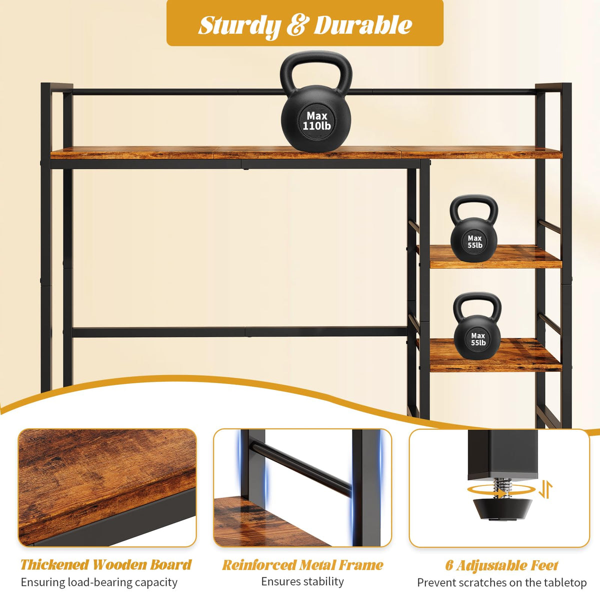 HavenlyYouth Desk Shelf, 38.6 Inch Wood Desk Organizer Shelf for Computer Monitor, Desk Hutch