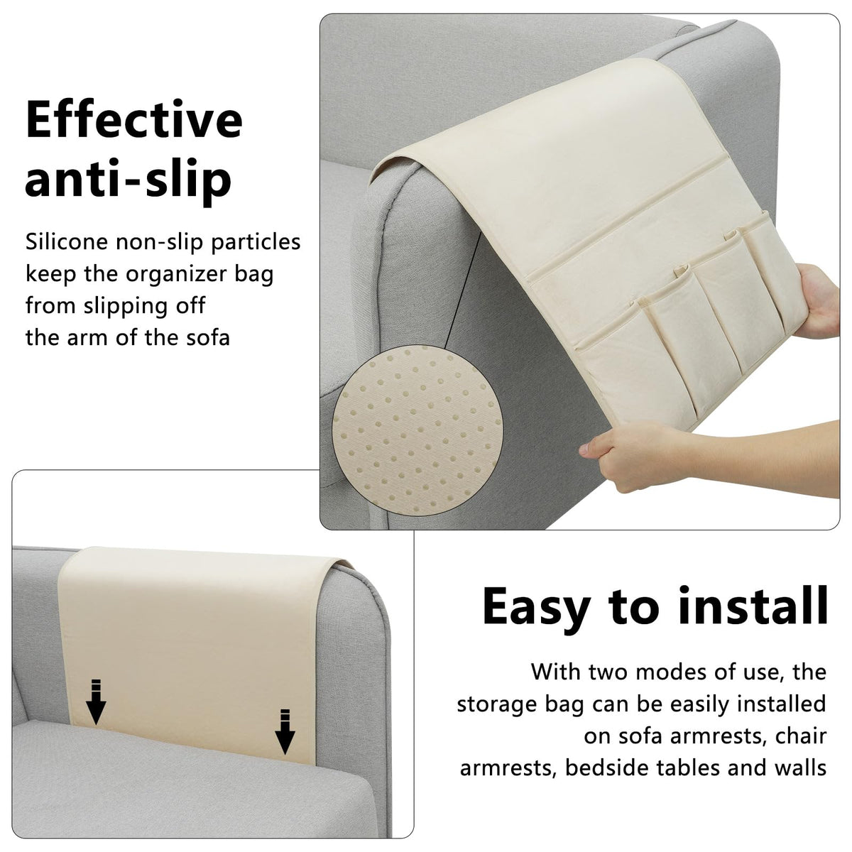 Remote Control Holder for Armchair Caddy, Remote Holder with 5 Pockets