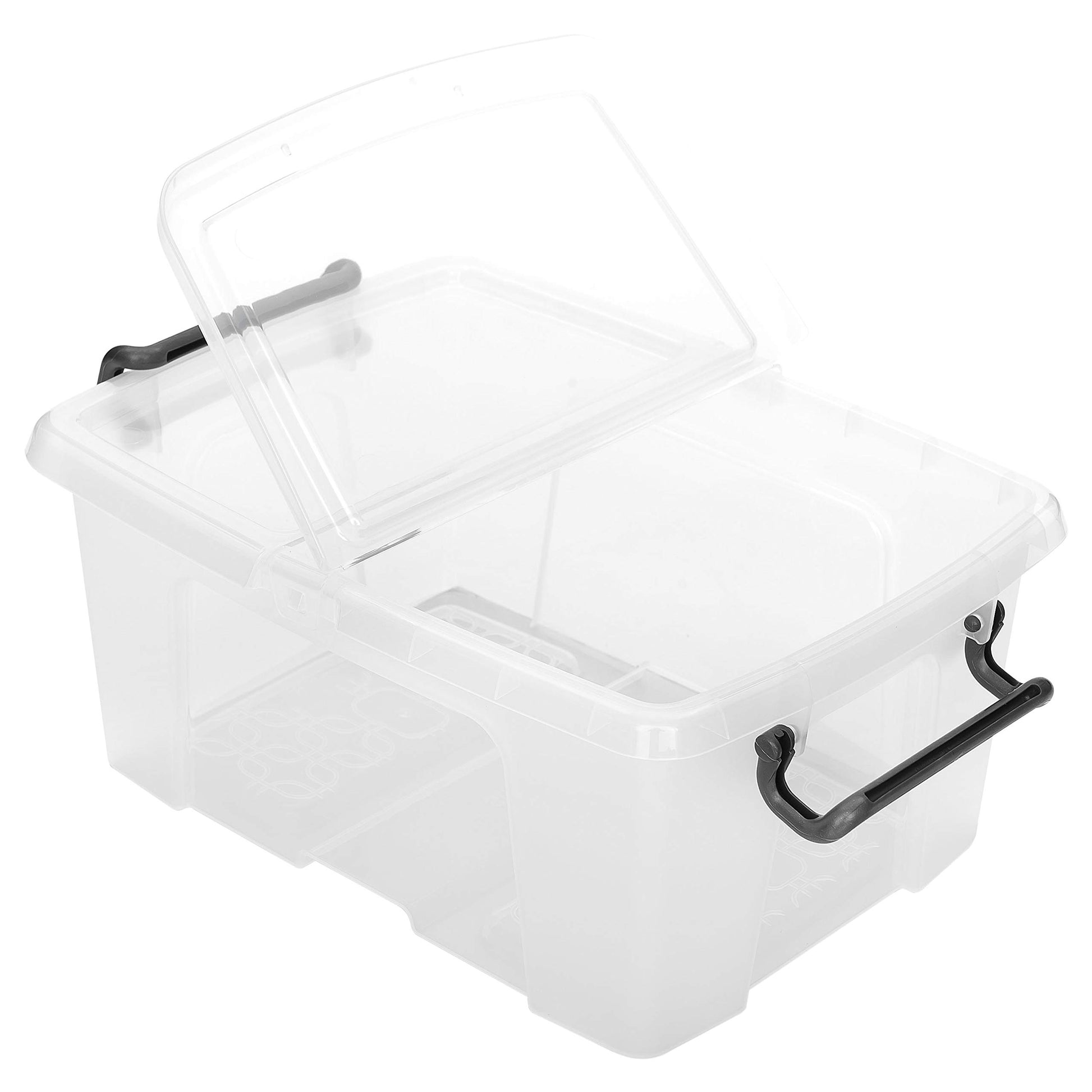 Strata Smart Box Box with Clip-On Folding Lid Carry Handles Clear 12 Liter