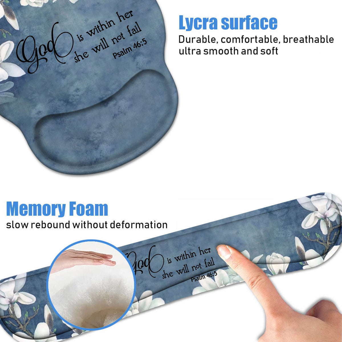 Keyboard Wrist Rest + Mouse Pad Wrist Support Set with Coasters, Non-Slip PU Base Ergonomic