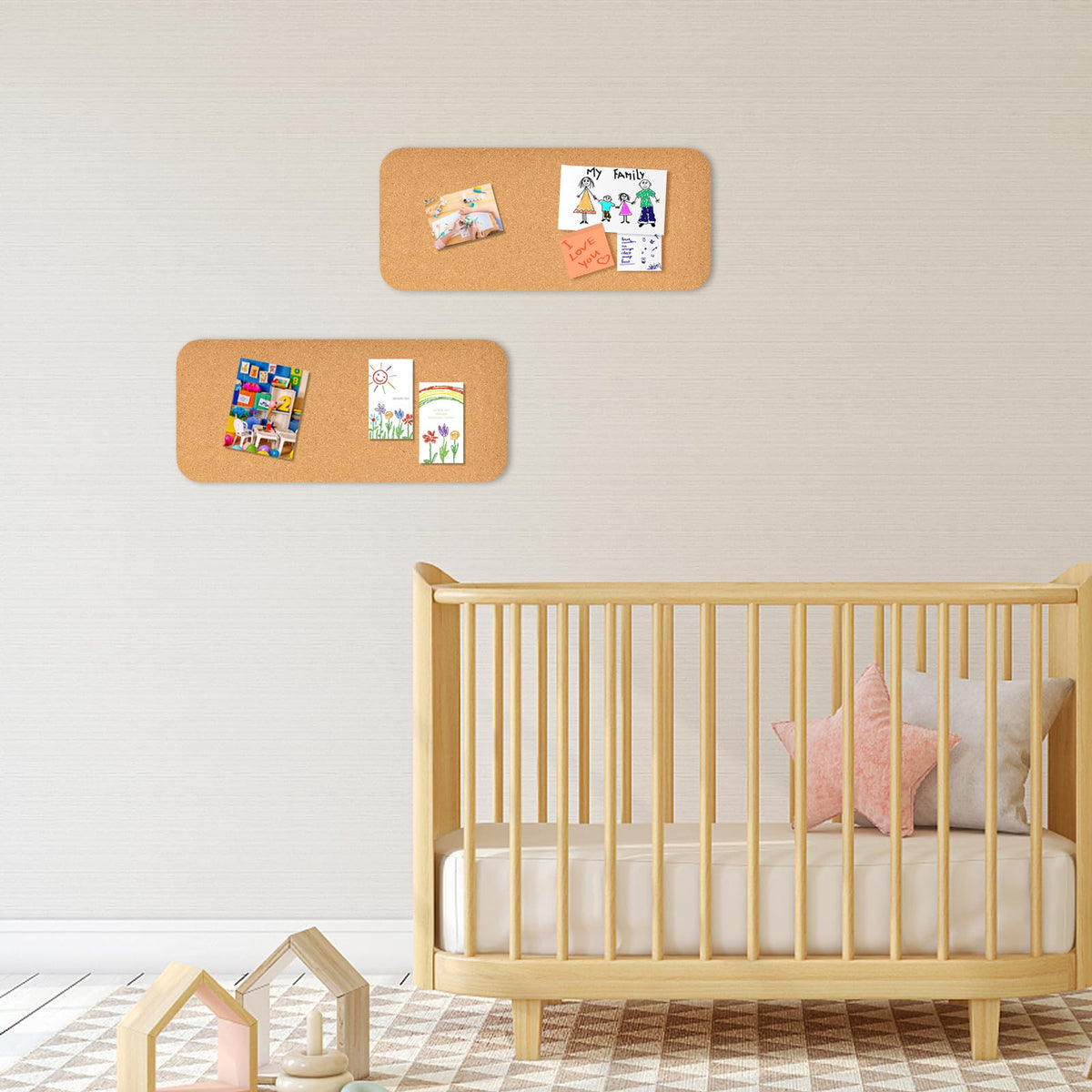 YCCYYCCY 4 PCS 12.5"*5.5" Self-Adhesive Cork Board, 1/2"(12mm) Thick Cork Boards for Walls, 1 Pack