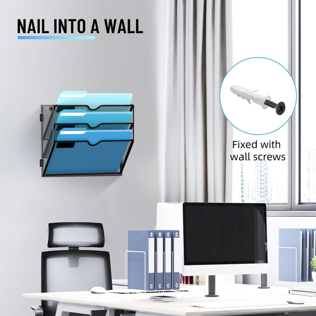 SUPEASY 3-Tier Hanging Wall File Organizer with Hooks, 2 Pack