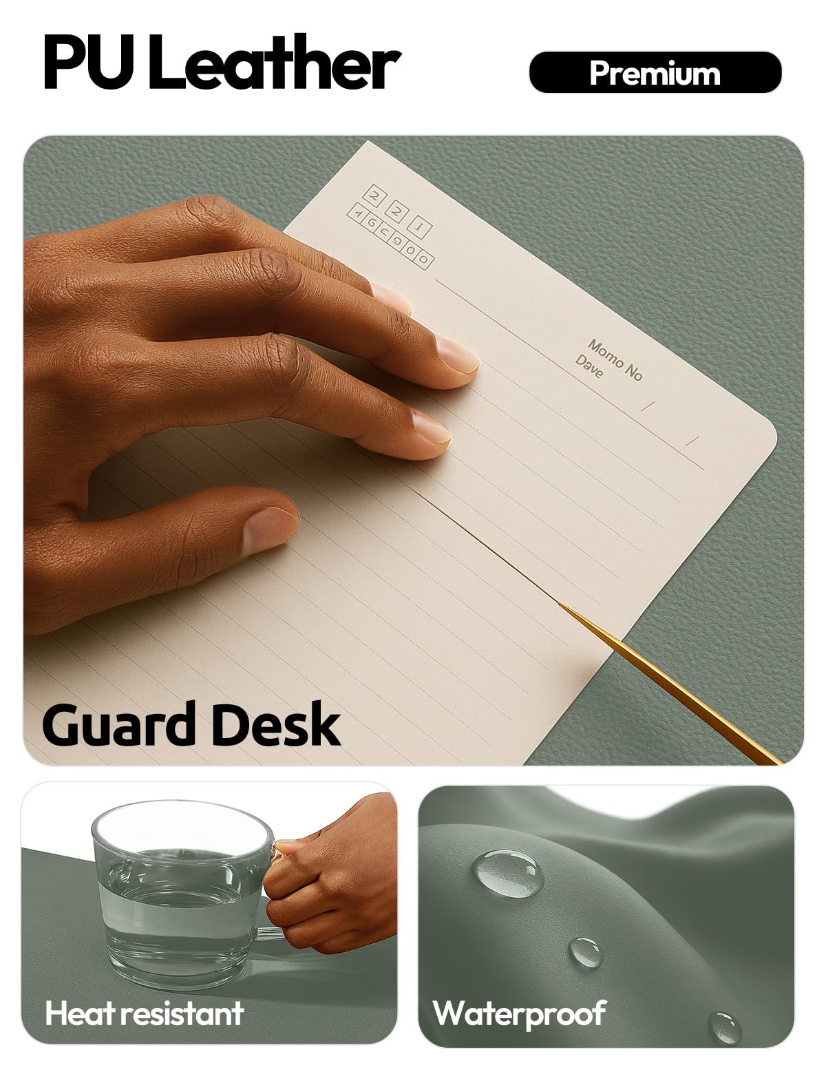 YSAGi Leather Desk Protector, Office Mat, Large Mouse Mat, Non-Slip PU Leather Blotter, Laptop Desk