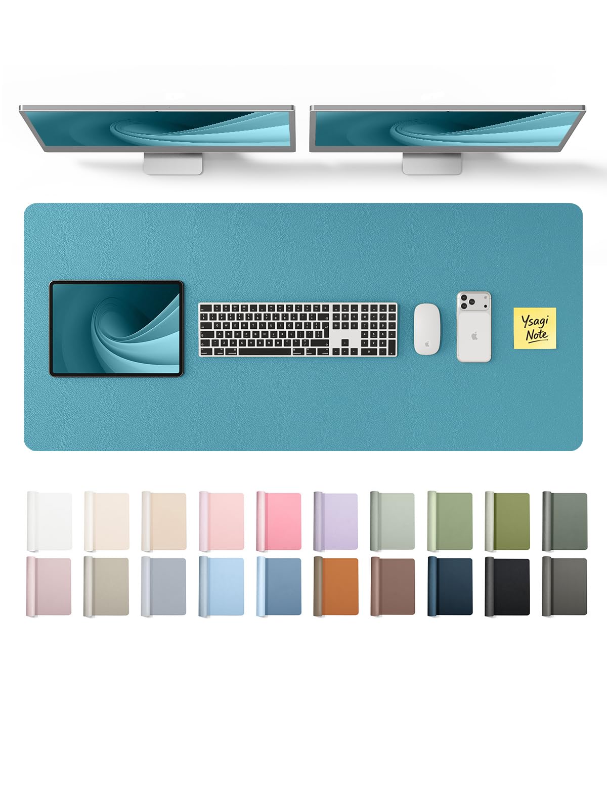 YSAGi Leather Desk Pad Protector, Office Desk Mat, Large Mouse Pad, Non-Slip PU Leather Desk