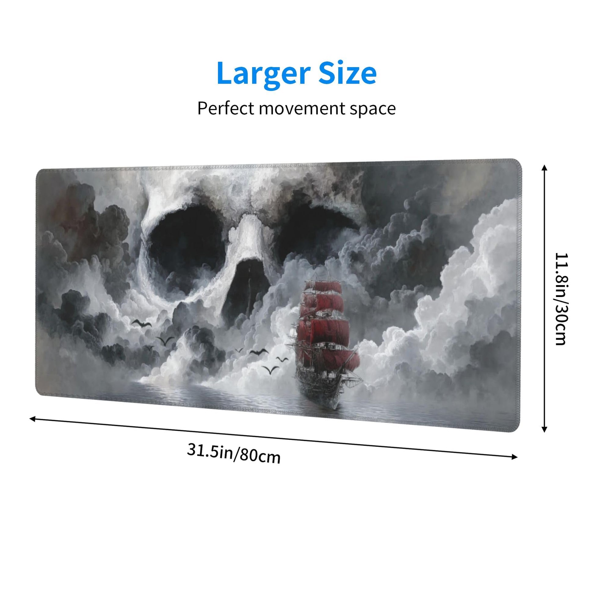 Skull Sea Boat Mouse Pad Extended Large Gaming Mouse Pad XL Stitched Edges for Gamer Home Office