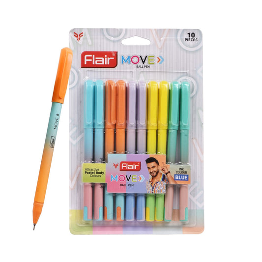 FLAIR Move Fine Tip Ball Pen | Minimalistic & Aesthetic Matt Finish Pastel Body Colors | Effortless