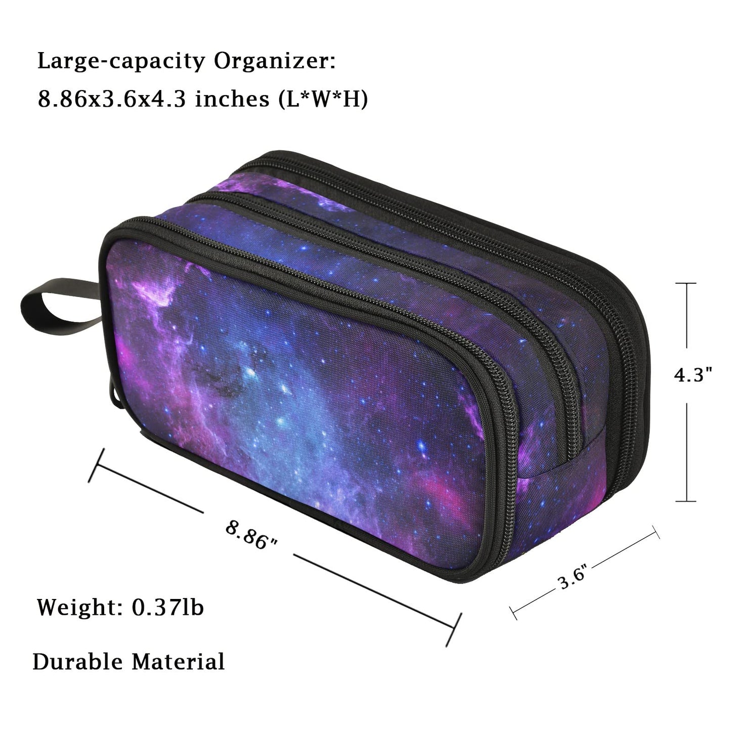 Fustylead Beautiful Space Nebula Galaxy Print Large Pencil Pen Case Stationery Bag, 3 Compartments