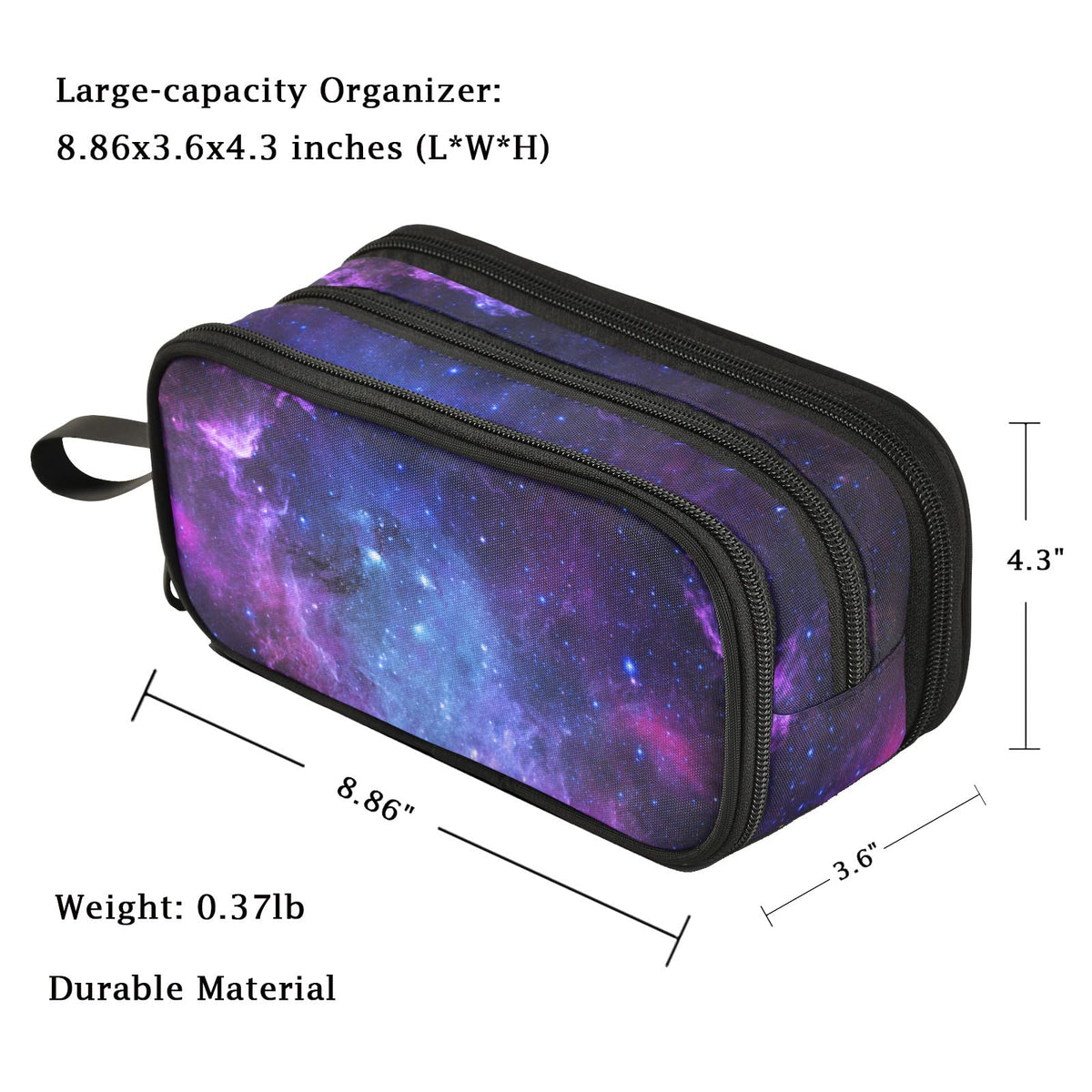 Fustylead Beautiful Space Nebula Galaxy Print Large Pencil Pen Case Stationery Bag, 3 Compartments