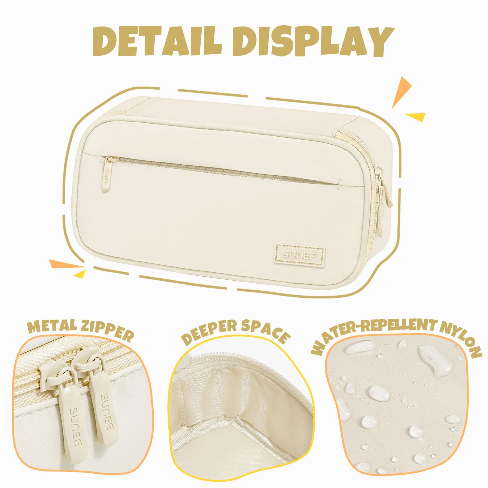 SUNEE Cute Pencil Case, Large Capacity Pencil Pouch, Big Storage Organizer for Stationery, Zipper