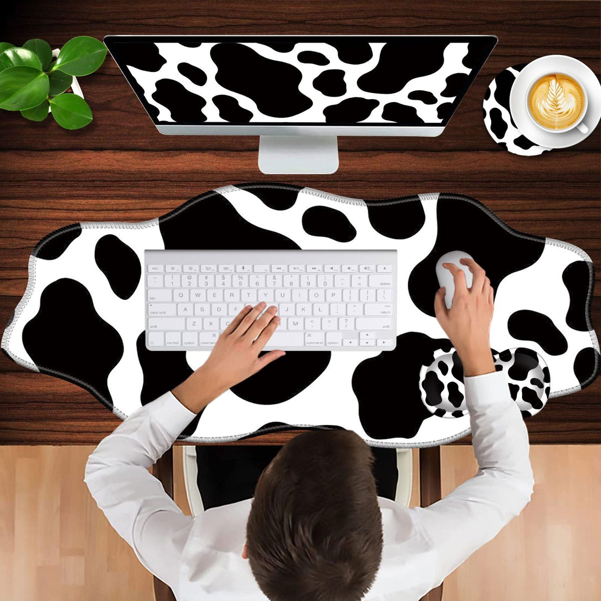 CICPLKSE Mouse Pad with Wrist Support + Desk Mat + Coaster 3 in 1 Set, XXL Large Gaming Mousepad