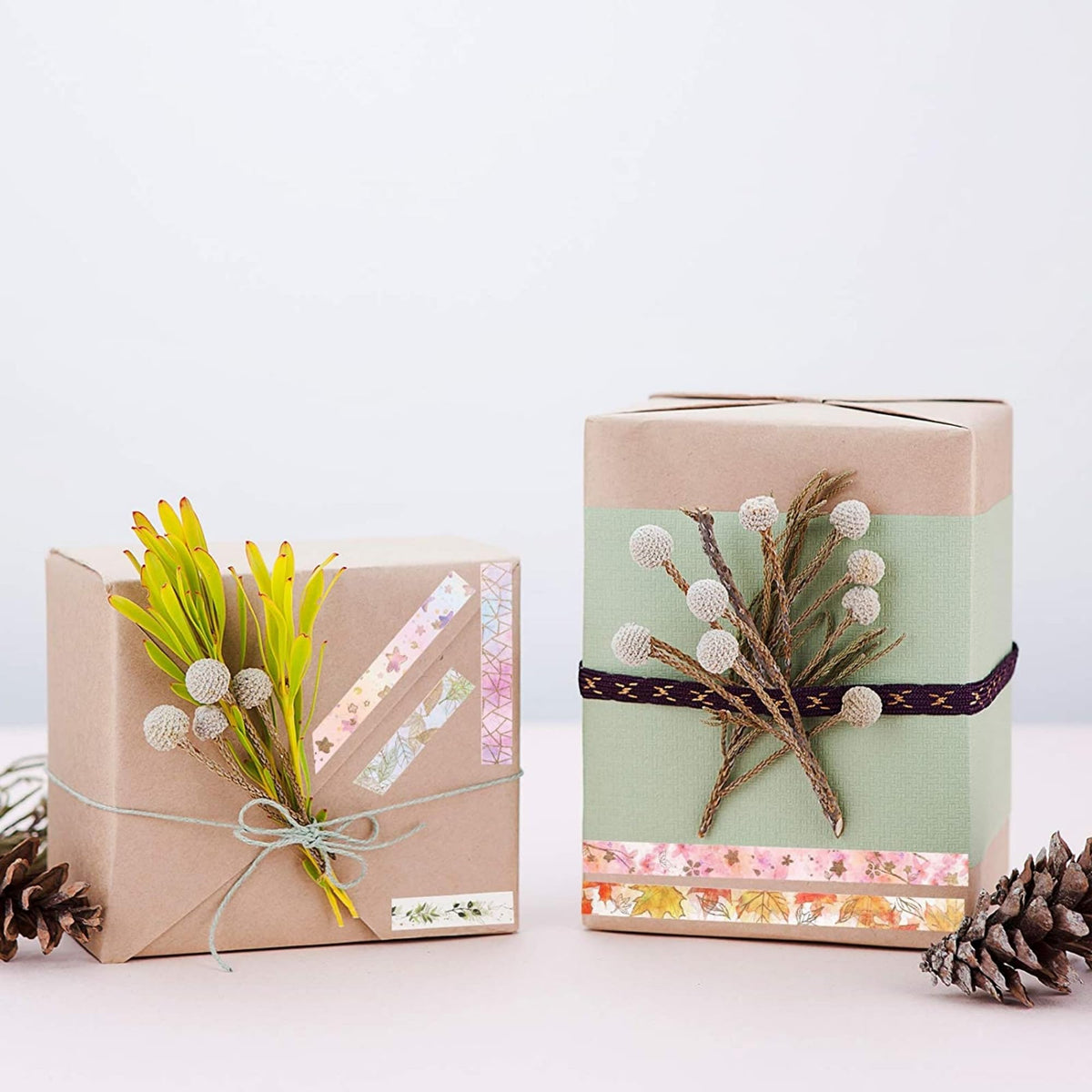 YUBX Flowers Washi Tape 6 Rolls Gold Foil Decorative Paper Masking Tape for Scrapbooking, Craft and