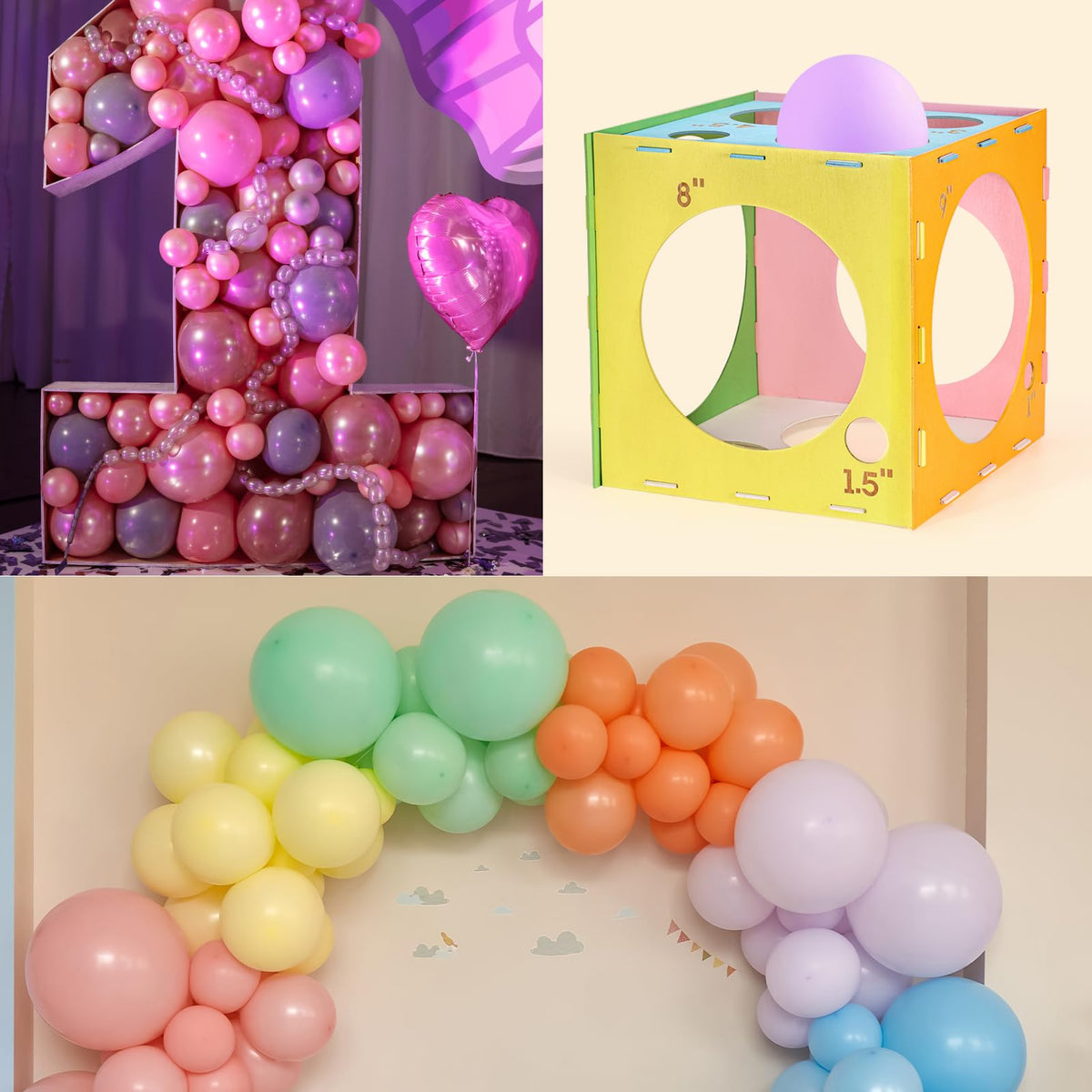 Auihiay 14 Holes Colored Balloon Measurement Box, Balloon Sizer (1-10 Inch)