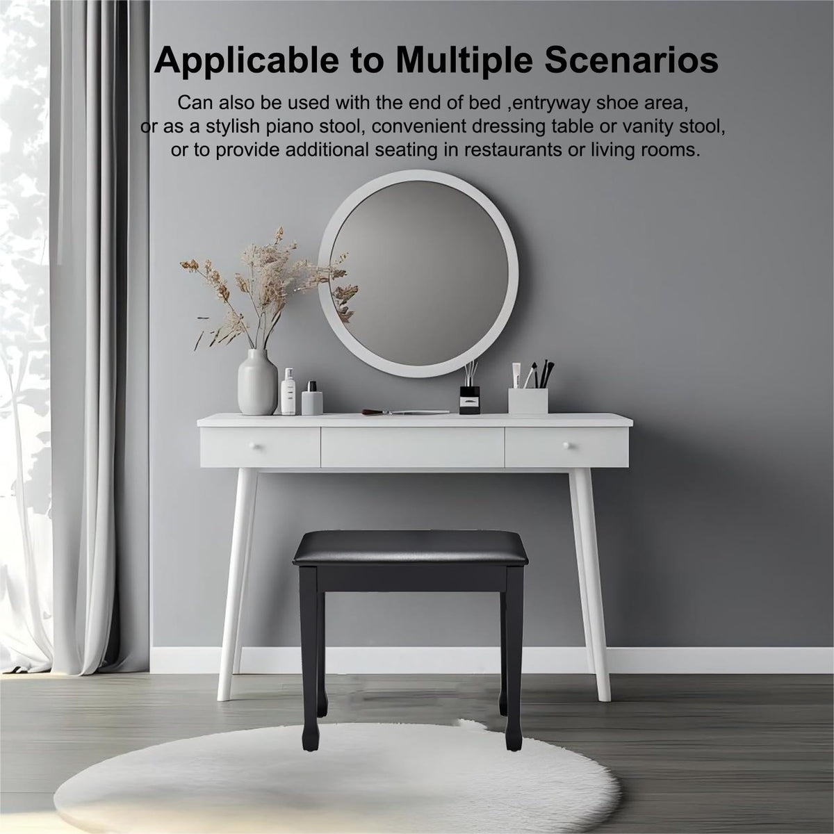 FILISITE Piano Bench with Waterproof Padded Cushion, Makeup Stools for Vanity, Bench for Living