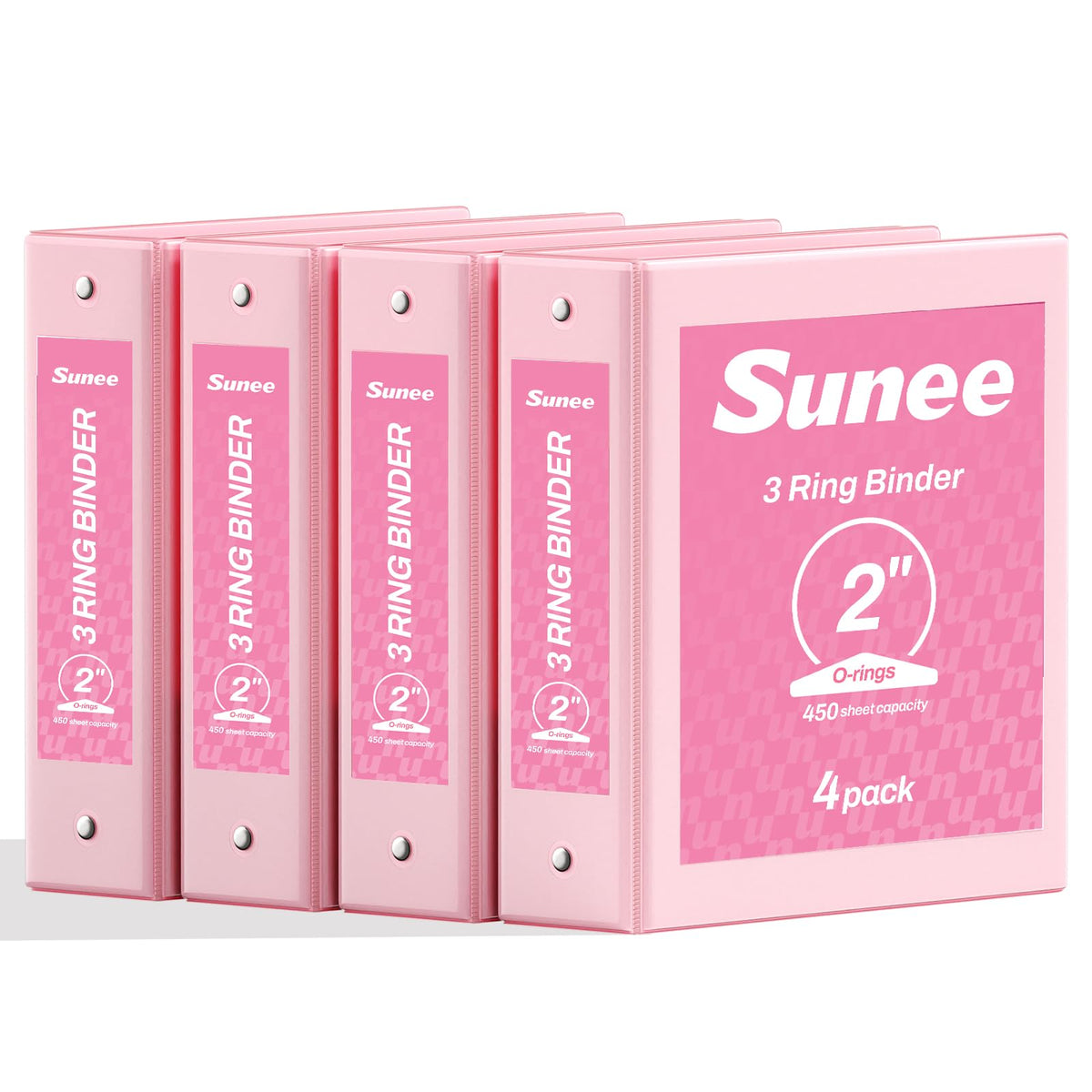 SUNEE 3 Ring Binders 2 Inch 4 Pack, Clear View Binder Three Ring PVC-Free (Fit 8.5x11 Inches) for