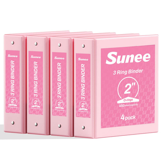 SUNEE 3 Ring Binders 2 Inch 4 Pack, Clear View Binder Three Ring PVC-Free (Fit 8.5x11 Inches) for