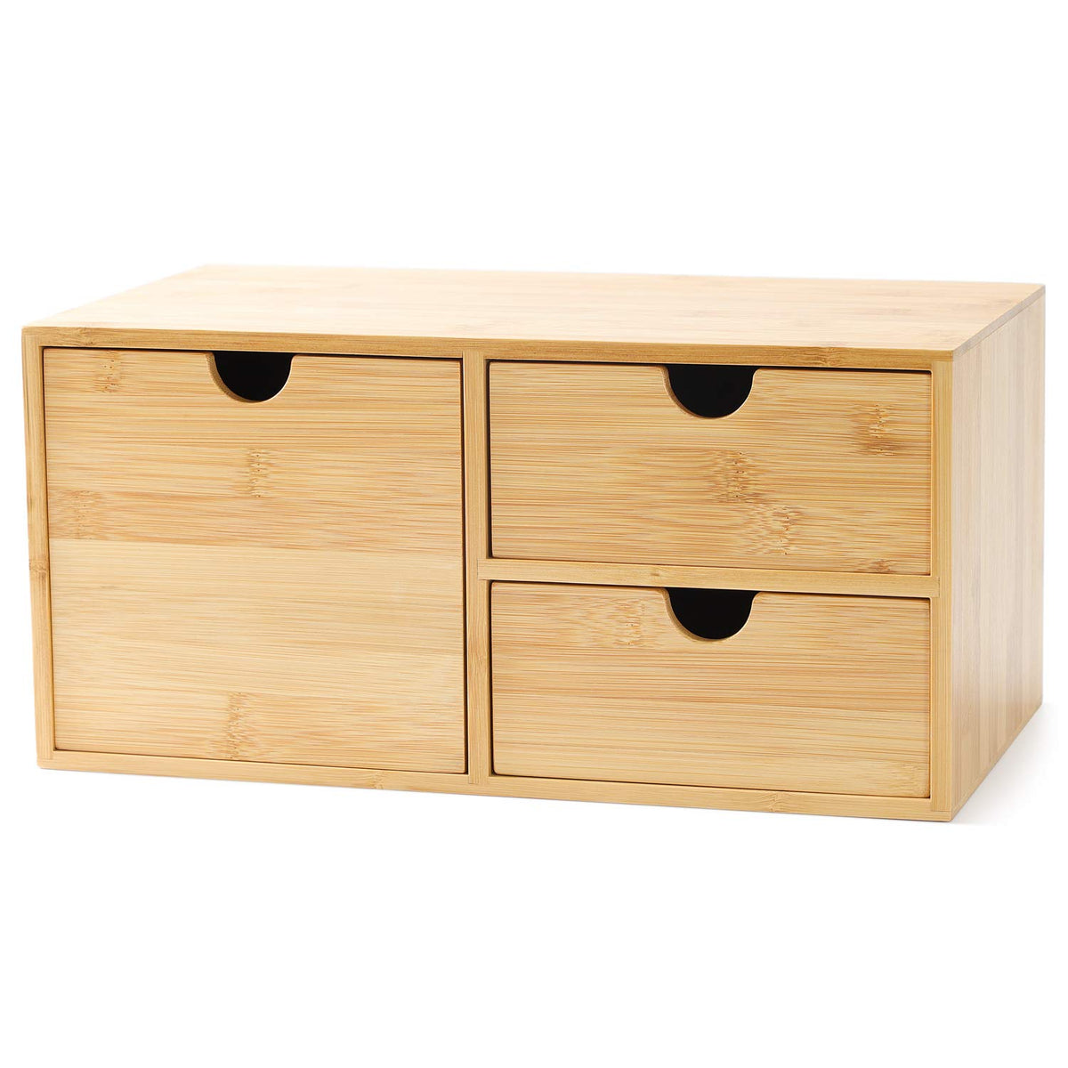 Bamboo Desk Drawer Organizer, Desktop Organizer with Drawers(3 Drawers)
