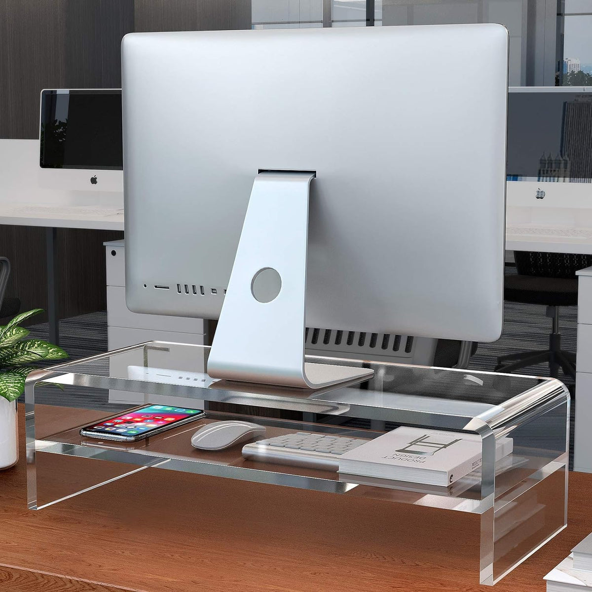 Egchi Acrylic Monitor Stand, 2 Tiers Computer Monitor Riser(20x8x5.5 Inch), Monitor Riser/Computer