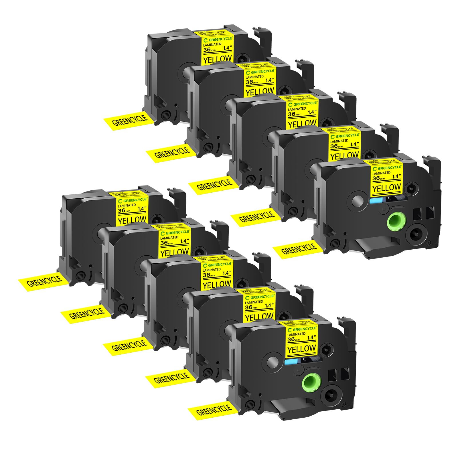 GREENCYCLE TZe-661 36mm 1.4 Laminated Yellow Tape Compatible for Brother P-Touch Label Maker Tape