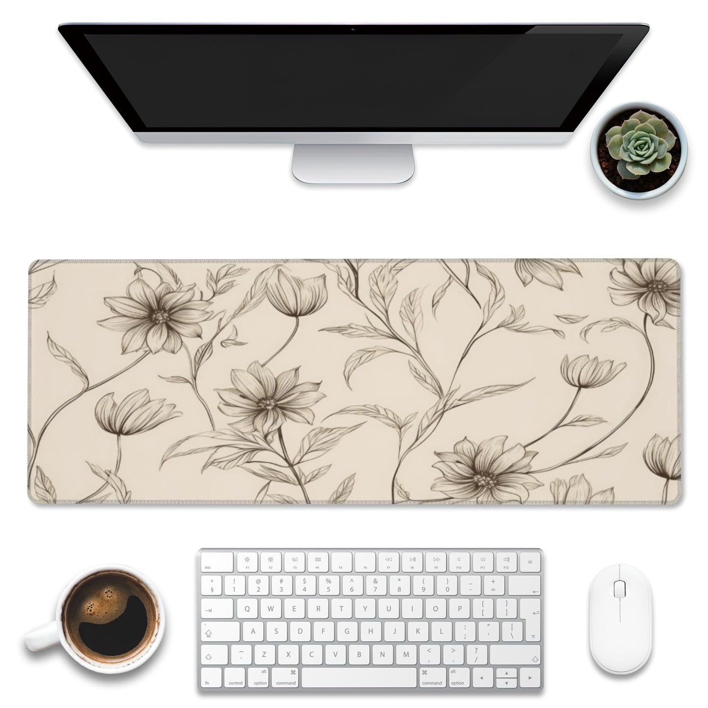 XL Mouse Pad,Minimalist Flowers Large Gaming Mouse Pad,Abstract line Floral Desk Mat for