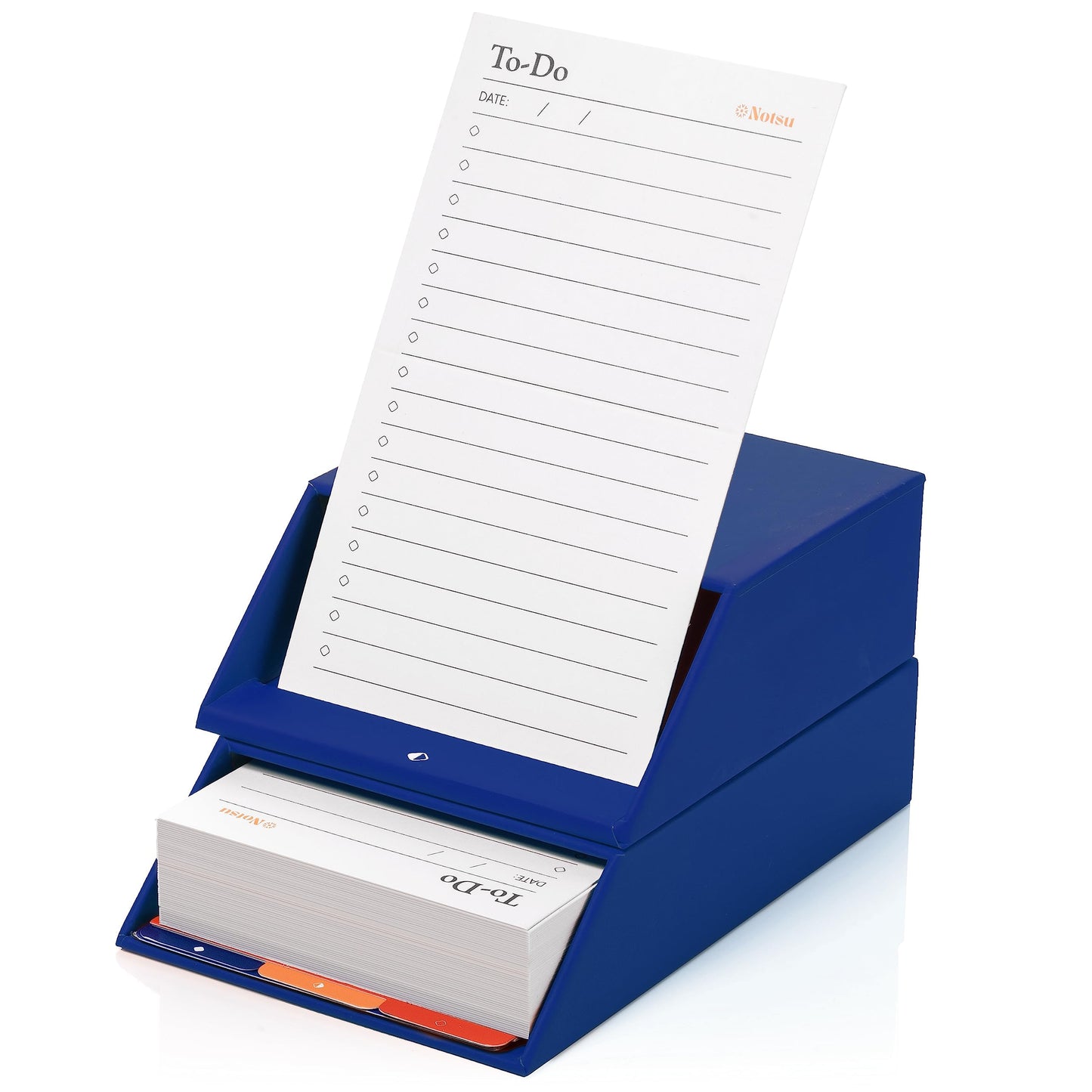 Notsu Centre Rise 3x5 Index Card Holder with 50 To Do List Cards (Blue)