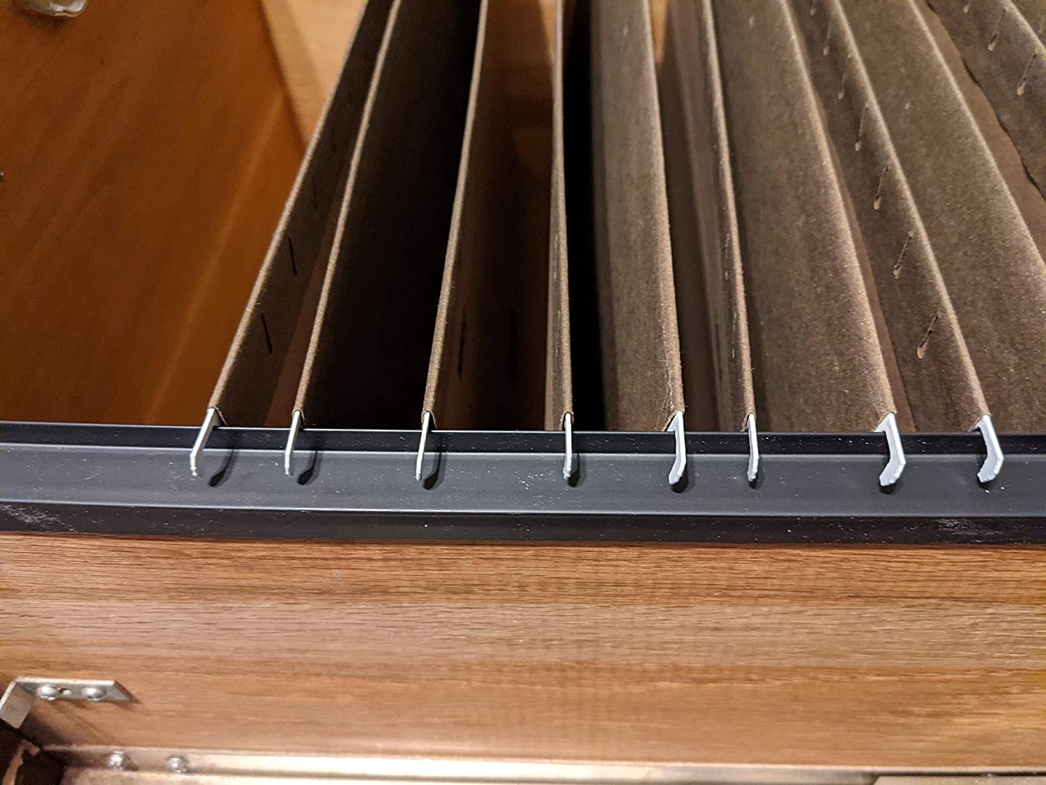 Custom Accents PVC Hanging File Rail for 1/2 Drawer Sides 2 Feet Long Black (Sold in Pairs)