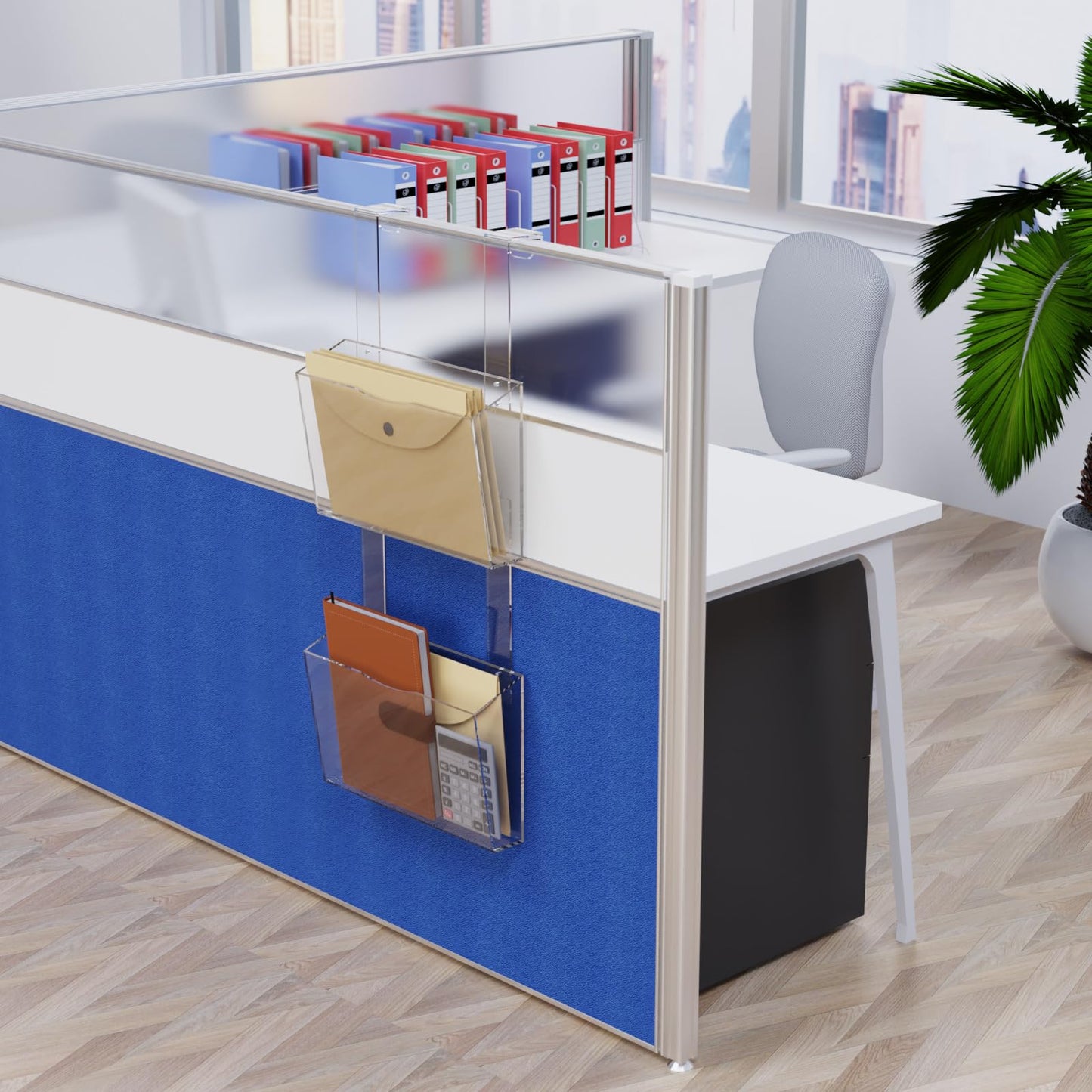 2 Tier Clear Acrylic Wall Hanging File Organizer Over the Door File Holder