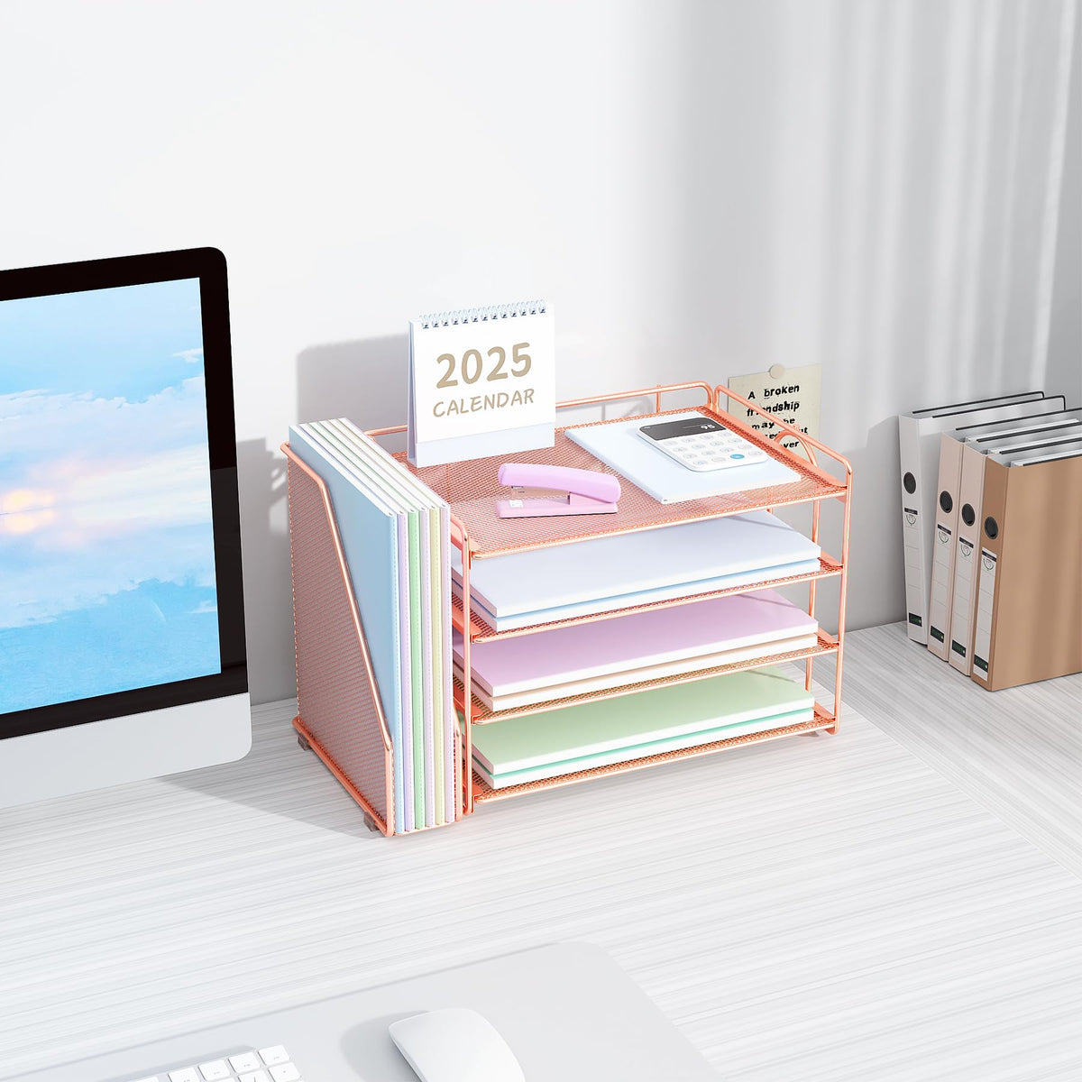 Spacrea Desk Organizers and Accessories, Paper Organizer for Desk with File organizer, Desk
