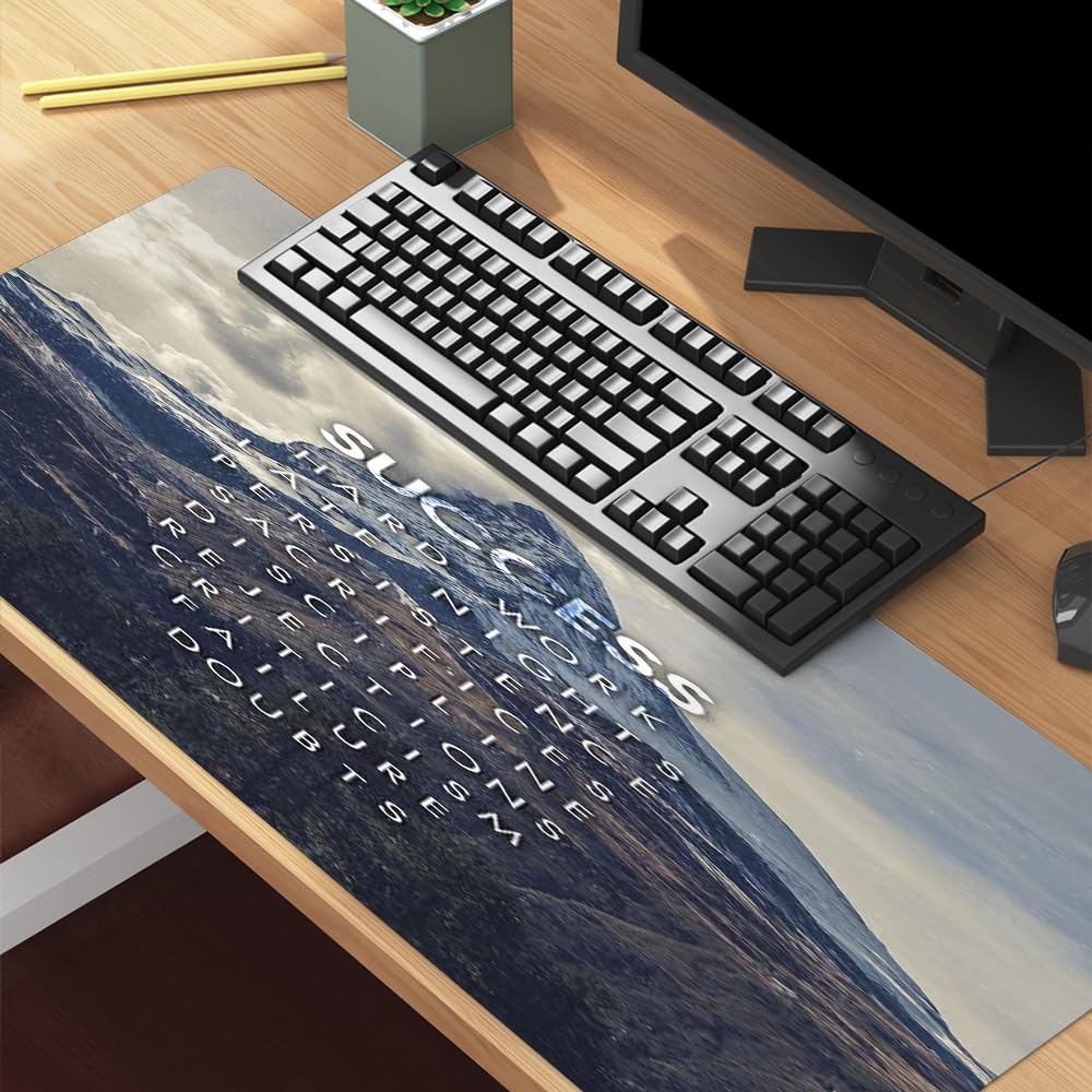 Reateforin Success Mountain Desk Mat,Inspirational Large Mouse Pad 31.5"x15.7" Extended Gaming