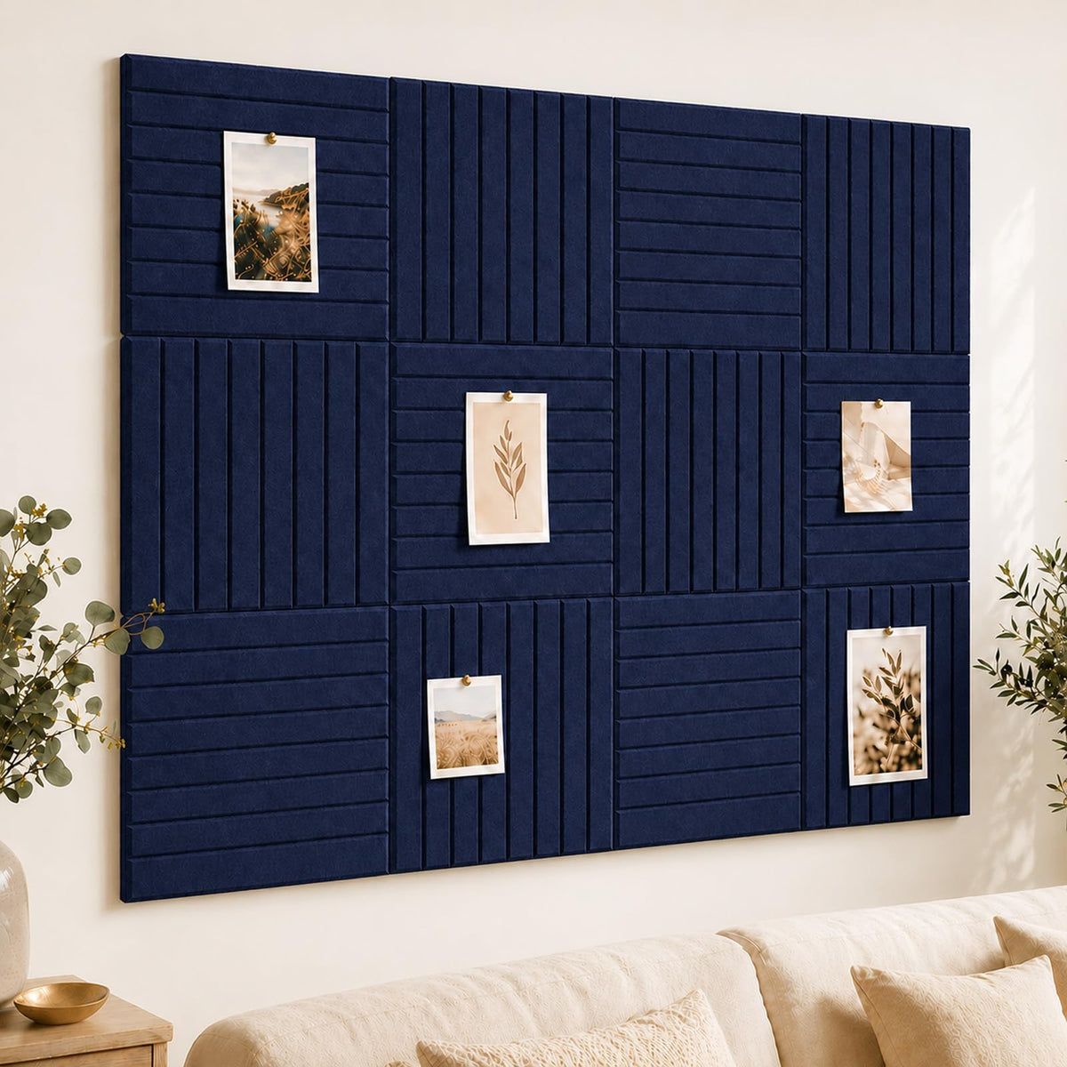Baysola Stripe Felt Bulletin Board Tiles, Cork Board Alternative 48 x 36 in