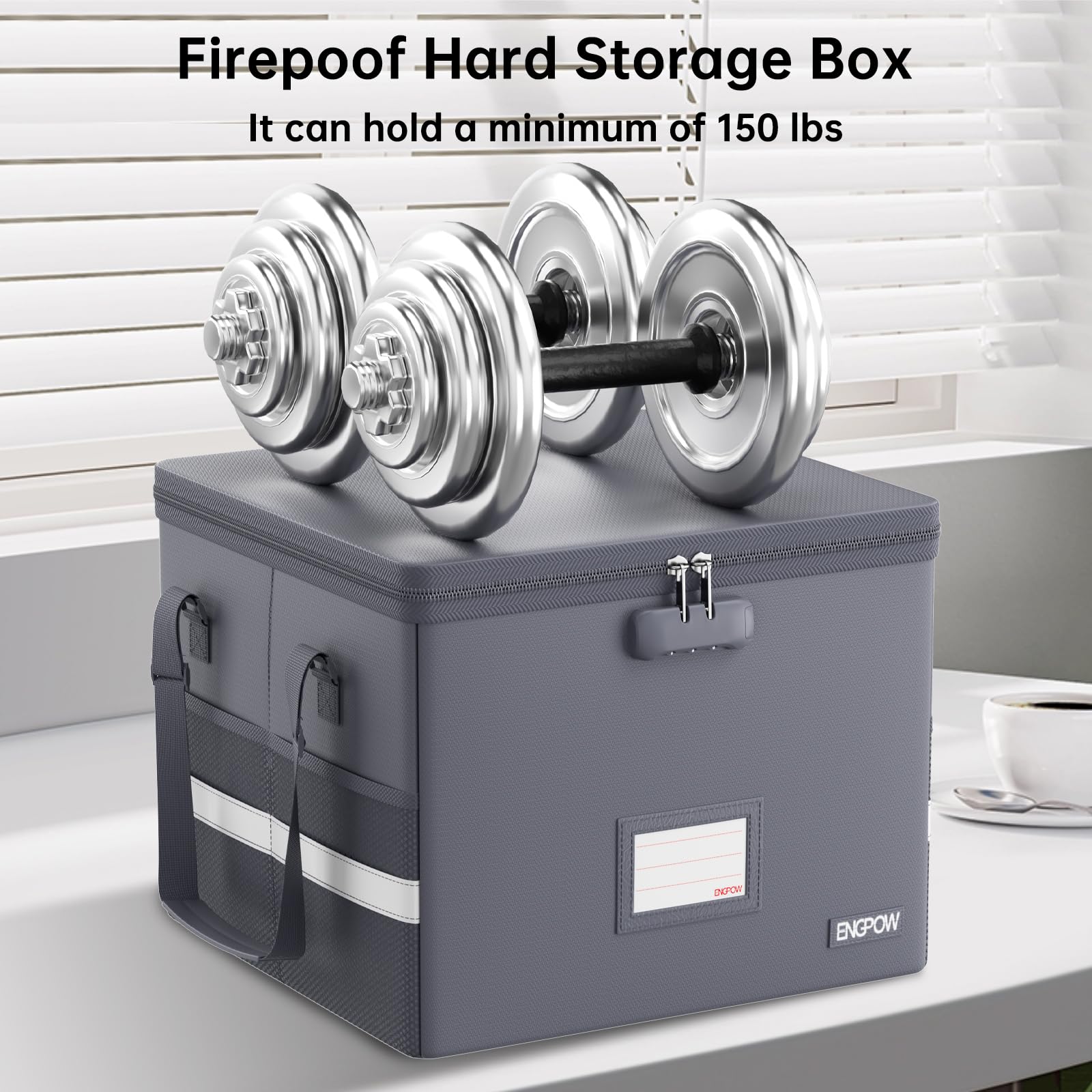 ENGPOW 5200°F File Box Fireproof Document Box with Lock,Heat Insulated Collapsible File Storage