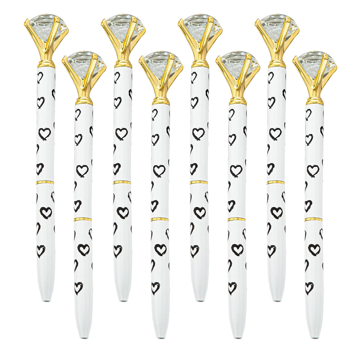 U Scinan 8 Pcs Metal Ballpoint Pen with Big Diamond/Crystal Office Supplies Gift Black Ink