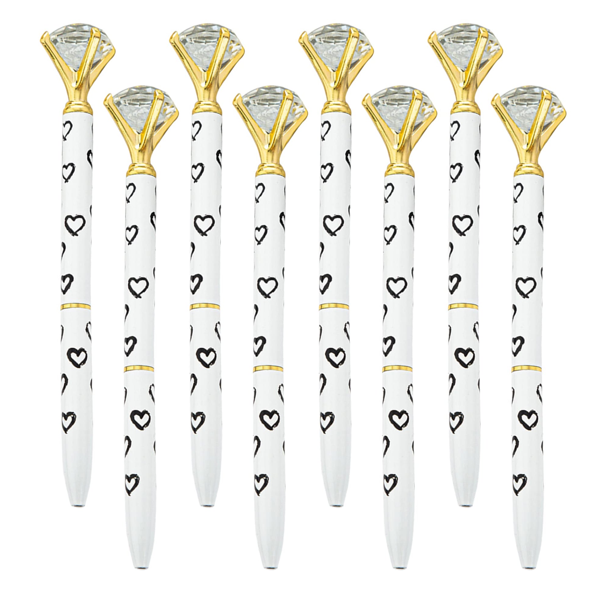 U Scinan 8 Pcs Metal Ballpoint Pen with Big Diamond/Crystal Office Supplies Gift Black Ink